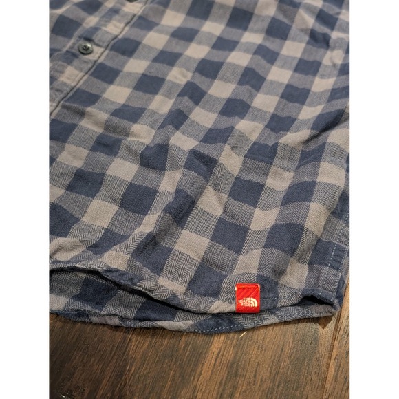 North Face Blue Plaid Flannel Button Down Shirt Mens Medium Outdoor Hiking - Picture 4 of 6